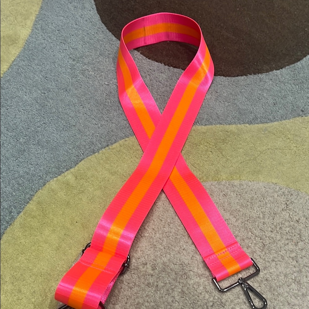 Pink and Orange Striped Bag Strap